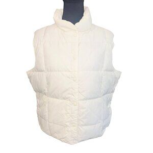 Lands' End Ivory White Goose Down Quilted Puffer Vest Travel Packable Outdoor XL